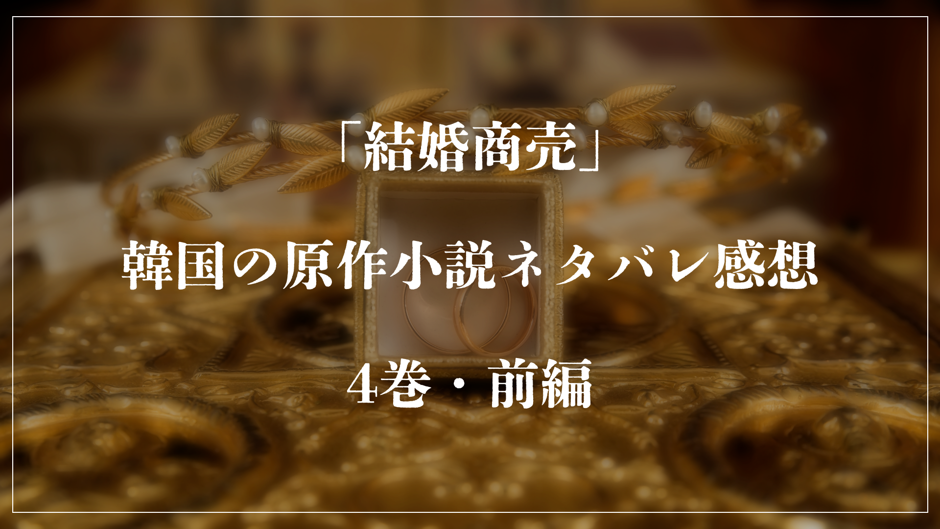 結婚商売」韓国の原作小説ネタバレ感想 ｜4巻・前編｜国内から